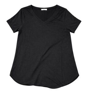 NWT Zenana Black V-Neck Tee Size XL Soft Stretch Basic Everyday Top